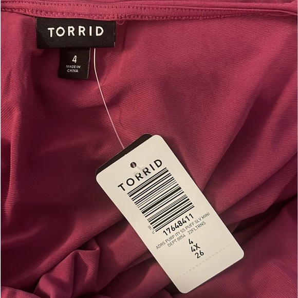 🔥 Torrid Mini Studio Knit Surplice Purple Dress size 4X size 26 with pocket NWT - Picture 4 of 7